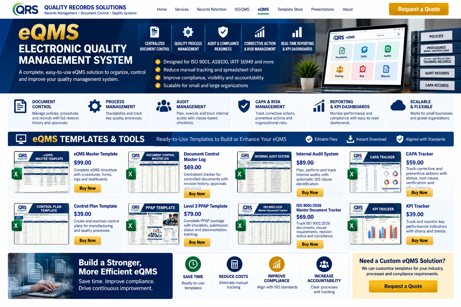 Quality Records Solutions eQMS tools and templates